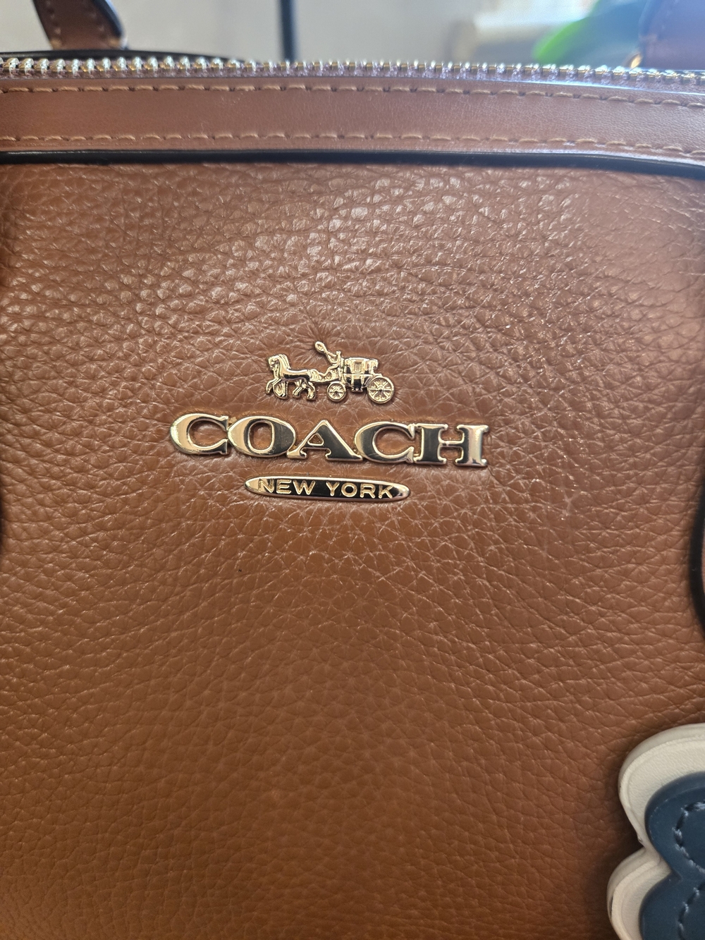 Coach Rowan Satchel Medium Leather & Suede Redwood Brown Bonus Charm Included - Picture 6 of 14